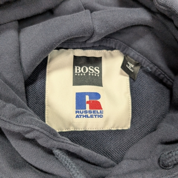 Hugo Boss Russell Athletic Hoodie Sweatshirt Mens XXL Blue Cotton Terry Safa 2 - Picture 6 of 9